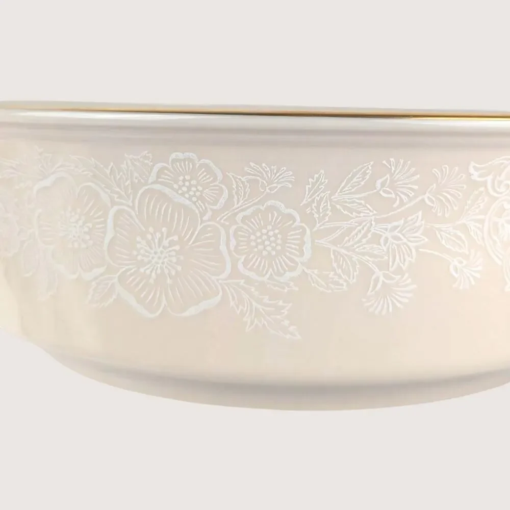 1980s Lenox Porcelain Floral Traditional Serving Bowl